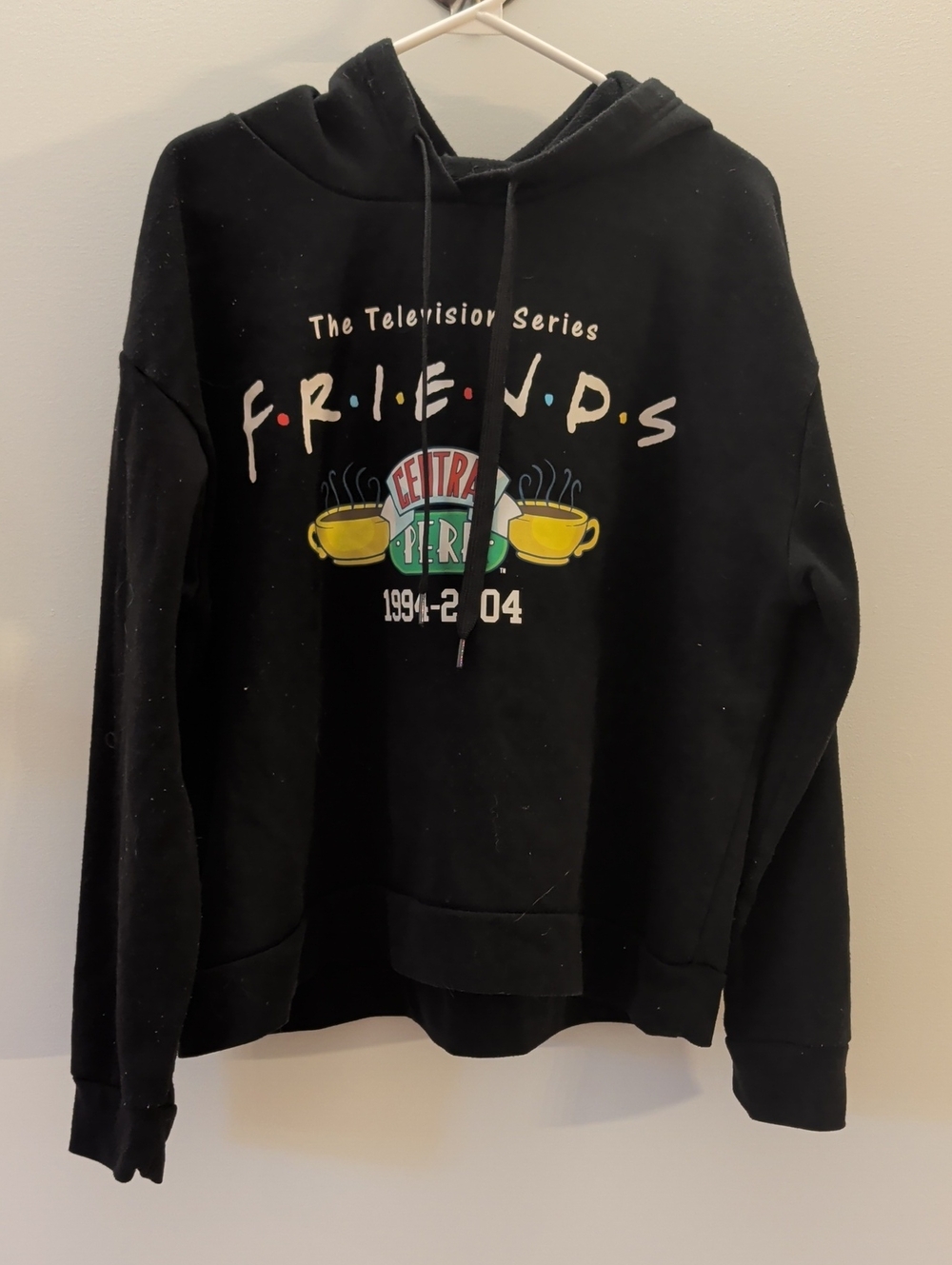 FRIENDS Black Crewneck Hoodie with Central Perk Graphic Size 1X